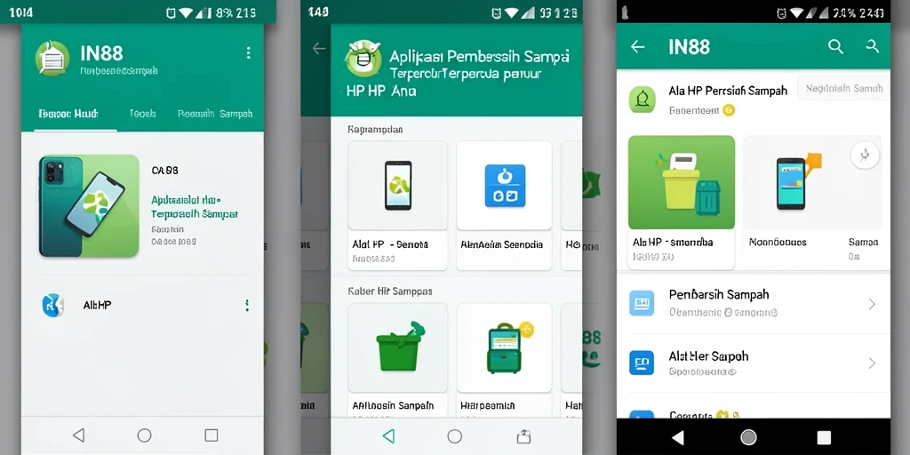 Antarmuka aplikasi IN88 yang menunjukkan fitur pembersih sampah.