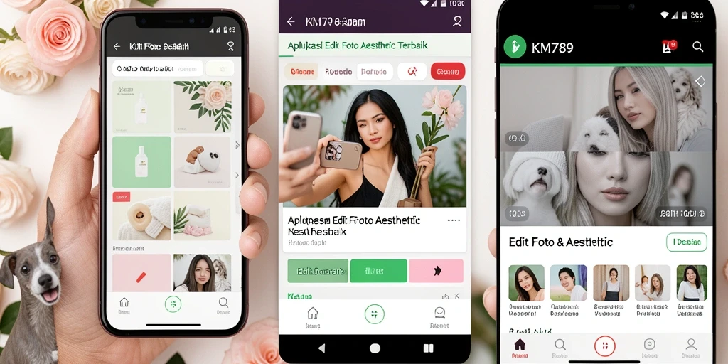 Tampilan antarmuka KM789 yang menarik untuk edit foto aesthetic.