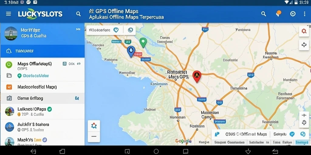Tampilan antarmuka aplikasi GPS Offline Maps LUCKYSLOTS yang mudah digunakan.