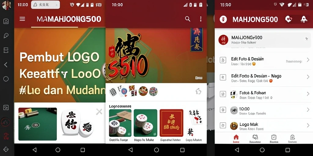 Tampilan antarmuka MAHJONG500 yang memudahkan proses desain logo.