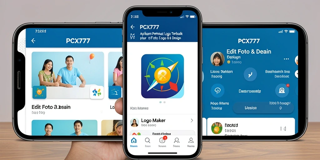 Tampilan antarmuka PCX777 yang user-friendly untuk desain logo.