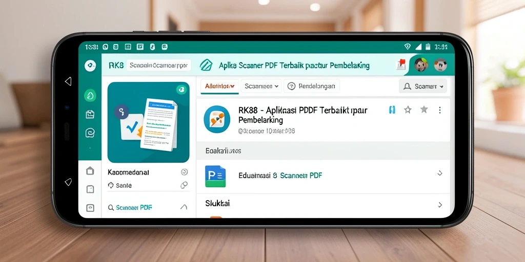Screenshot utama RK88 menunjukkan antarmuka pengguna aplikasi Scanner PDF yang intuitif.