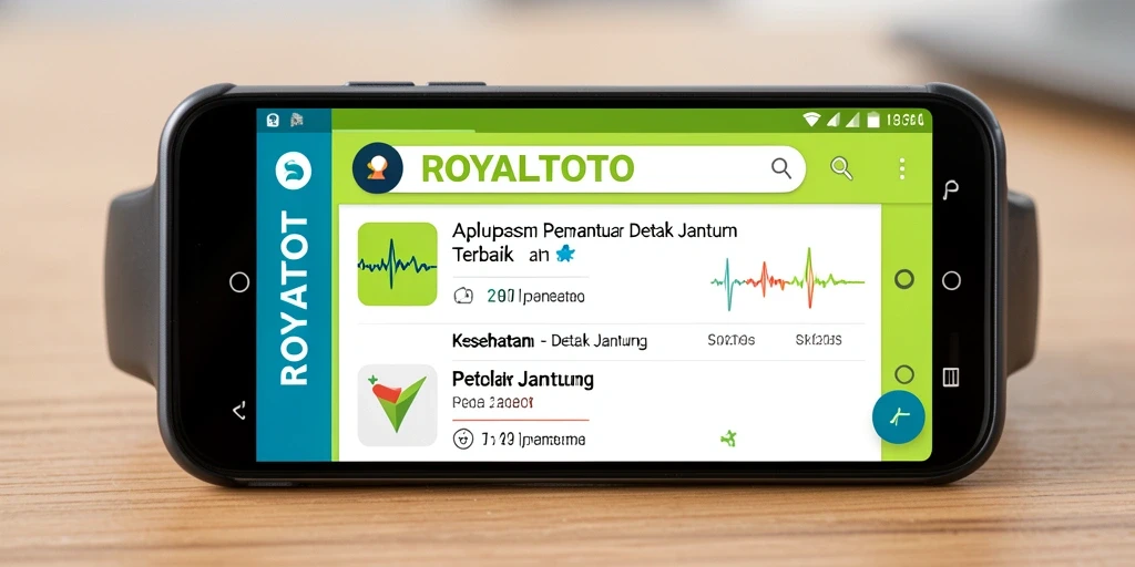 Antarmuka aplikasi ROYALTOTO dengan tampilan pemantauan detak jantung.