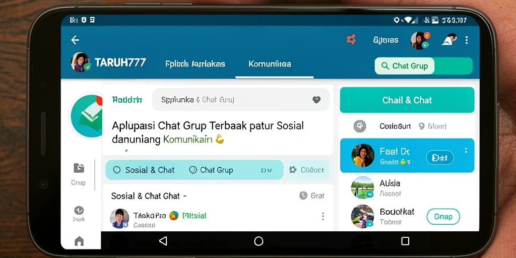 Tampilan antarmuka TARUH777 yang modern dan interaktif untuk Chat Grup.